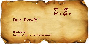 Dux Ernő névjegykártya